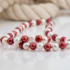 Crimson and White Pearl Necklace for Football Fans – Sterling Silver Clasp