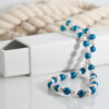 Blue white freshwater pearl necklace with sterling silver lobster clasp