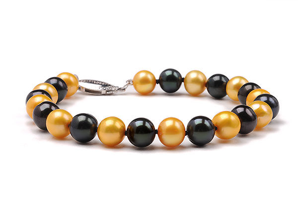 11 mm 2 row black pearl bracelet