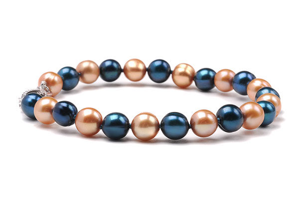 Navy Blue and Gold Freshwater pearl bracelet