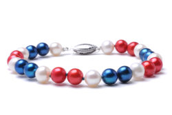 Red, White and Blue Freshwater Pearl Bracelet