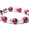 7" Crimson and White 10mm Freshwater Cultured Pearl Bracelet