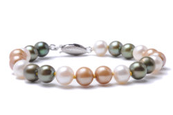 Green, Gold and White Freshwater Pearl Bracelet