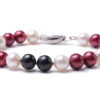 Maroon, Black and White Freshwater Pearl Bracelet