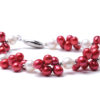 7" Crimson and White Freshwater Pearl Cluster Bracelet