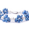 7" Blue and White Freshwater Pearl Cluster Bracelet