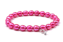 Freshwater Hot Pink Pearl Elastic Bracelet