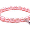 Pink Freshwater Pearl Elastic Bracelet with Sterling Silver Ribbon