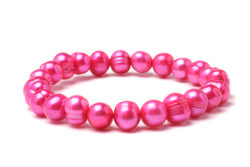 Hot Pink Freshwater Pearl Elastic Bracelet
