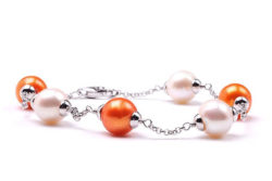 Tin Cup Orange and White Freshwater Pearl Bracelet