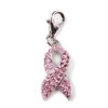 Sterling Silver and Pink Crystal Charm Ribbon