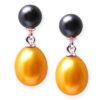 Gold and Black Freshwater Pearl Earrings