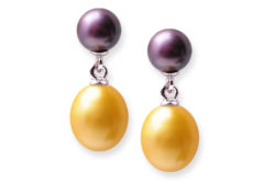 Purple and Gold Freshwater Pearl Earrings
