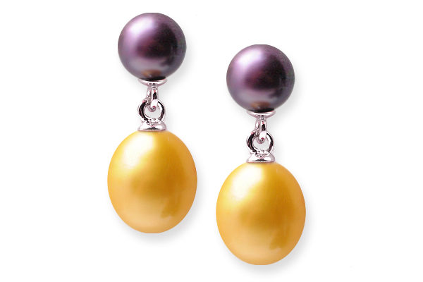 Purple and Gold Freshwater Pearl Earrings