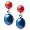 Red and Blue freshwater pearl earrings
