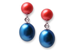 Red and Blue freshwater pearl earrings