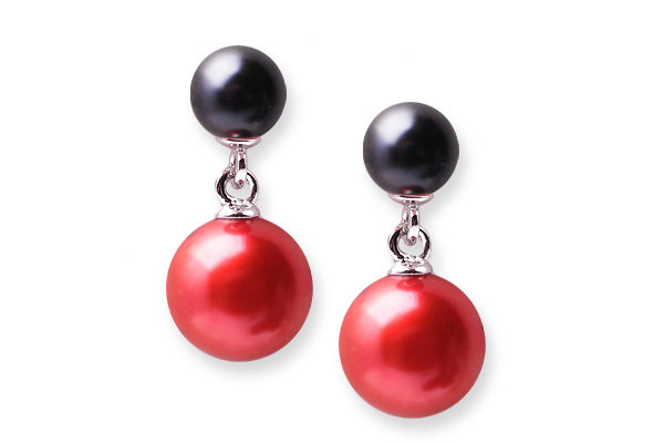 Red and Black Freshwater Pearl Earrings