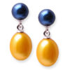 yellow and blue freshwater pearl earrings