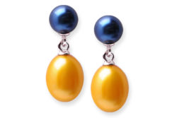 yellow and blue freshwater pearl earrings