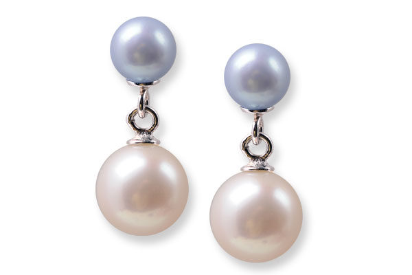 Carolina Blue and White Freshwater Pearl Earrings