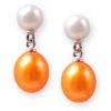 Orange and White Freshwater Pearl Earrings