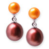 Orange and Maroon Freshwater Pearl Earrings