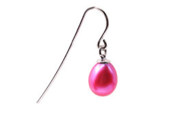 Hot Pink French Hoop Freshwater Pearl Earrings