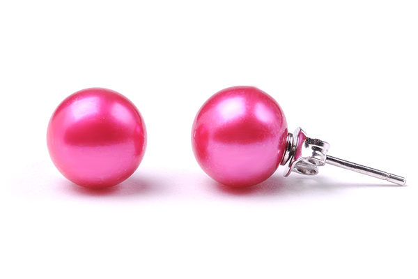 9mm Hot Pink Freshwater Pearl Studs