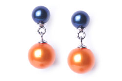 Orange and Blue freshwater pearl earrings