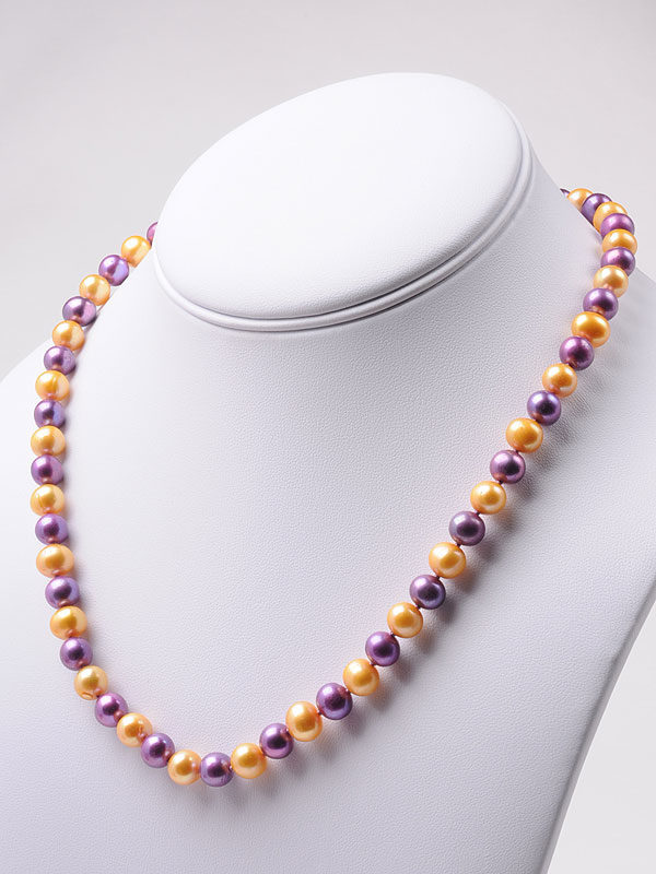 Yellow and Purple Freshwater Pearl Necklace