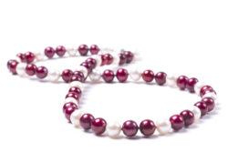 Burgundy and White Necklace Made with Freshwater Pearls