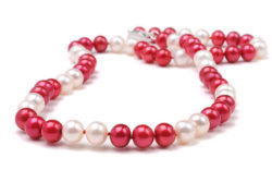 Red and White Freshwater Pearl Necklace