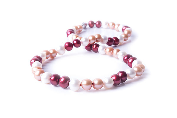 Maroon, Gold and White Freshwater Pearl Necklace