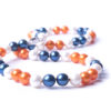 Orange, Blue and white freshwater pearl necklace.