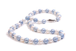 18" Carolina Blue and White Freshwater Pearl Necklace