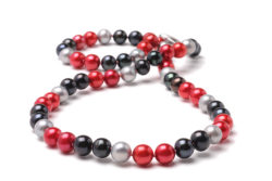 Red, Black and Silver Freshwater Pearl Necklace