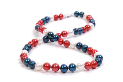 Red, White and Blue Freshwater Pearl Necklace