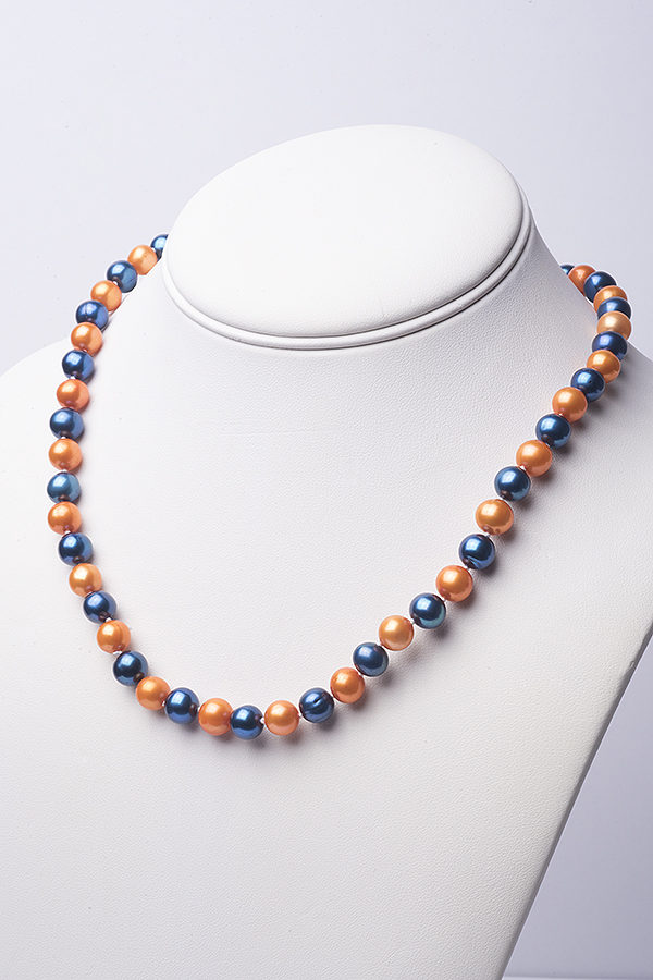 Orange and Blue Freshwater Pearl Necklace