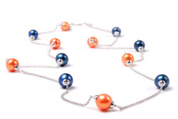 Tin Cup Orange and Blue Freshwater Pearl Necklace