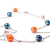 Tin Cup Orange, Blue and White Freshwater Pearl Necklace