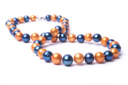 18 Orange and Blue Freshwater Pearl Necklace | Authentic Pearl Jewelry