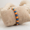 Orange and Blue Pearl Bracelet for Football Fans – Sterling Silver Lobster Clasp