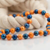 Orange and blue freshwater pearl necklace with sterling silver lobster clasp