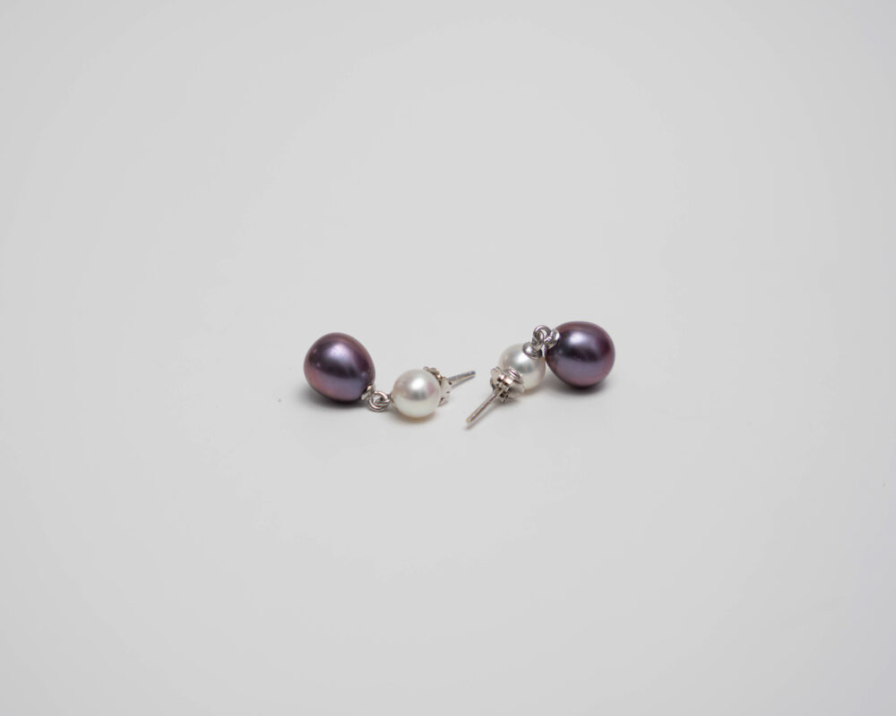 Purple and White Freshwater Pearl Earrings - Image 5