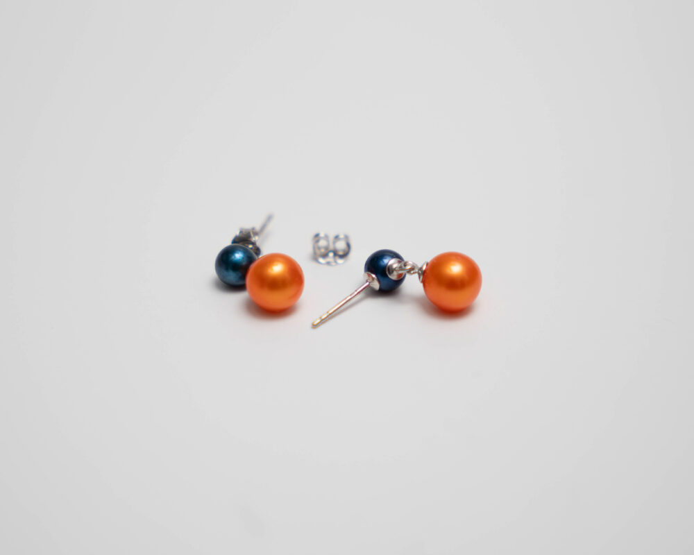 Blue and Orange Freshwater Pearl Earrings - Image 6