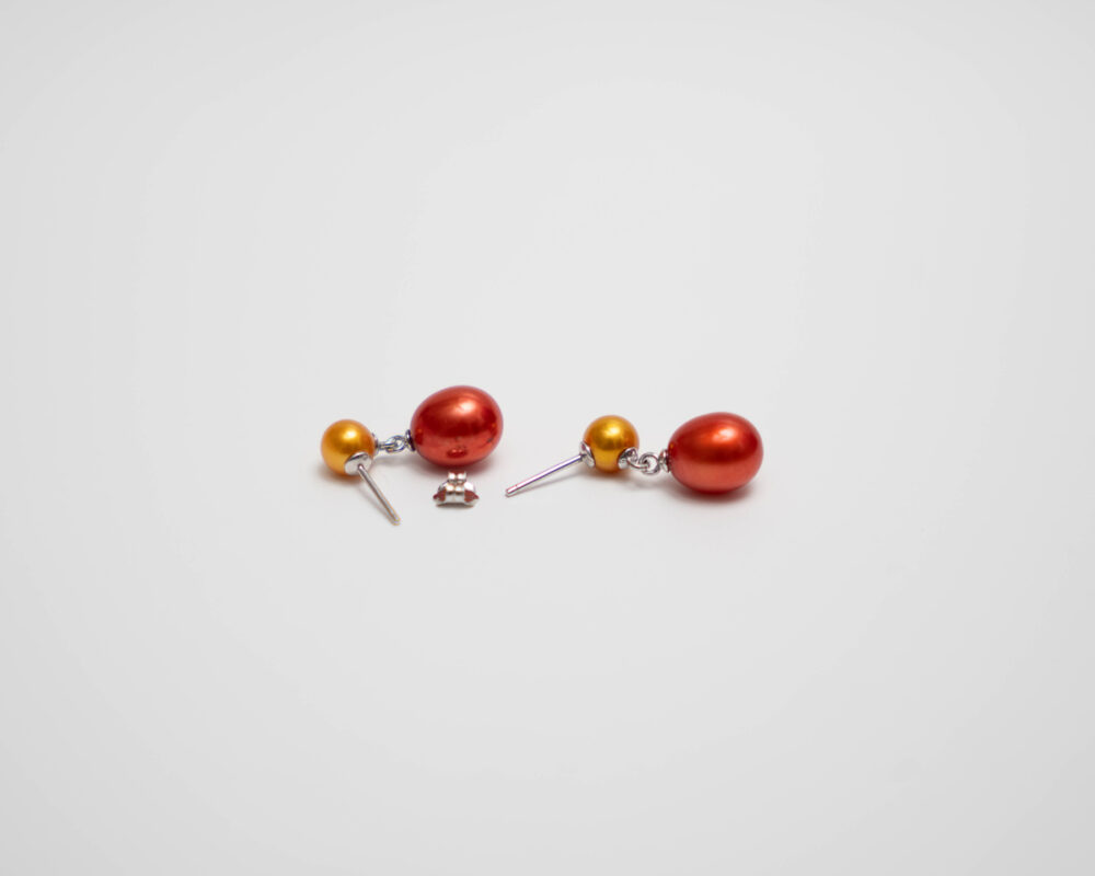 Cardinal & Gold Freshwater Pearl Earrings - Image 5
