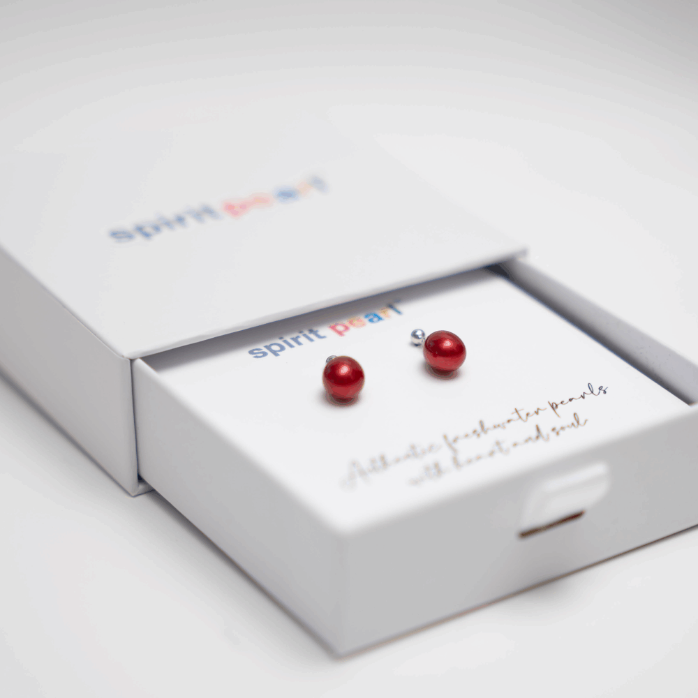 University of Alabama crimson freshwater pearl earrings